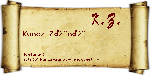 Kuncz Zénó névjegykártya